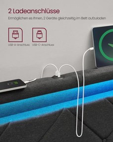 Manželská postel s LED osvetlením 180 cm RMB825GN02