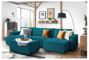 Tyrkysovomodrý menčestrový taburet Nihad – Bobochic Paris