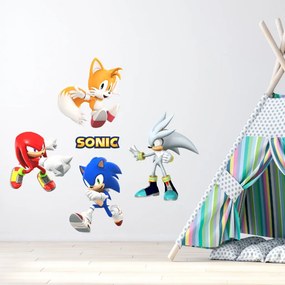 Textilná nálepka na stenu "Sonic a priatelia"