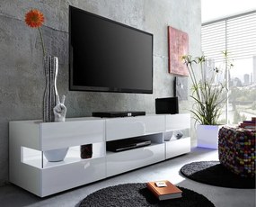 TV stolek AIR s osvětlením; bílý lesk