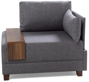 Sivé kreslo s opierkou na ruky na pravej strane a odkladacou doskou Balcab Home Martha