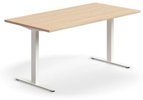 Kancelársky stôl QBUS, rovný, 1600x800 mm, T-rám, biely rám, dub
