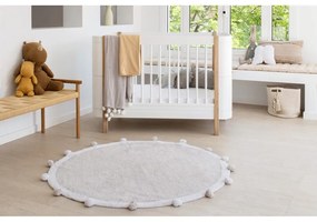 Svetlosivý prateľný ručne tkaný bavlnený detský koberec ø120 cm Bubbly – Lorena Canals