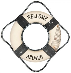 Bielo-modrá dekorácia záchranný kruh Lifebuoy Nautic - Ø 31*6 cm