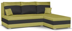 Rozkládací rohová sedací souprava GUSTO Zelená/Černá