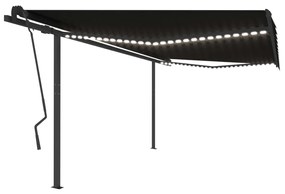 Ručne zaťahovacia markíza s LED 4,5x3,5 m antracitová