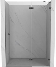 Mexen, Mexen Lunar pravé otočné sprchové dvere 135 cm, transparentné, pištoľový kov - 834-135-000-95-00-P