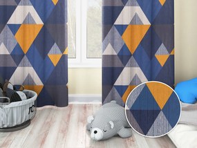 Biante Detský bavlnený záves Sandra SA-390 Modro-béžovo-oranžové trojuholníky 150x250 cm