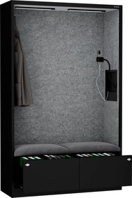 Akustická kabína SALLY MentalBox 1150 mm – čierny korpus, sivé sedadlo