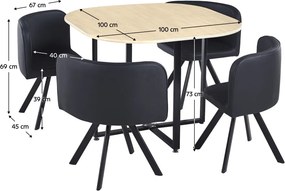 Jedálenský set Brianite (pre 4 osoby) (dub + čierna). Vlastná spoľahlivá doprava až k Vám domov. 1064679