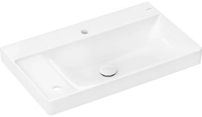 HANSGROHE Xelu Q asymetrické umývadlo na skrinku s odkladacou plochou vľavo, s dvomi otvormi, bez prepadu, 800 x 480 mm, biela, s povrchom SmartClean, 61031450