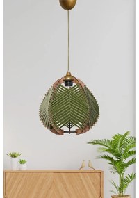 Závesné svietidlo v tmavozelenej a prírodnej farbe s textilným tienidlom ø 25 cm – Opviq lights