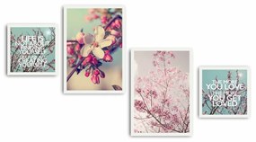 Súprava obrazov Puela 4 ks ružová