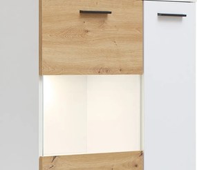 Obývacia stena Heathrow, biela/dub artisan, s osvetlením