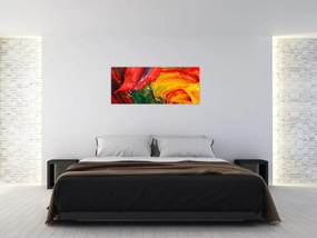 Obraz - Modrenie abstrakcie štetcom (120x50 cm)