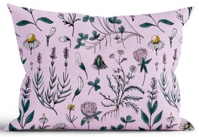 Bavlnená obliečka na vankúš Renforcé 50 × 70 cm - Herbár púdrový