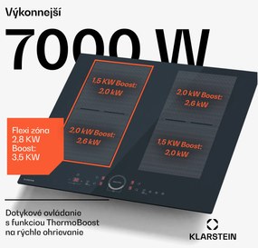 Klarstein Delicatessa 60 Flex vstavaná indukčná varná doska, 7000 W, Flexi zóna, Booster, Indukcia