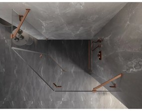 Mexen Lunar, päťuholníkový sprchový kút s pravým sklonom 100 x 90 cm, 8mm číre sklo, profil medená matná, 831-100P-090L-65-00-P