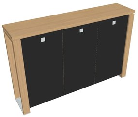 Stredná skriňa Verno+ 200 x 46 x 130 cm, sklenené dvere, dub svetlý / čierna