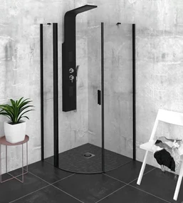 Polysan Polysan, ZOOM LINE BLACK štvrťkruhová sprchová zástena 900x900mm, číre sklo, ľavá, ZL2615BL