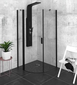 Polysan Polysan, ZOOM LINE BLACK štvrťkruhová sprchová zástena 900x900mm, číre sklo, ľavá, ZL2615BL