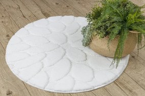 Kúpeľňový koberček SUPREME STONES kamienky, biely kruh