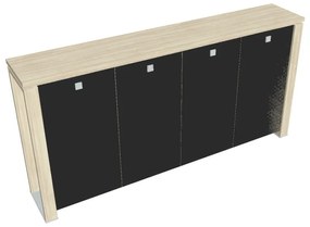 Stredná šatníková skriňa Verno+ S 260 x 46 x 130 cm, sklenené dvere, agát / čierna