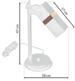 Stolná lampa Vidar, 1x drevené/biele kovové tienidlo, w