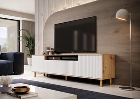 PKM, FREZIA TV stolík, biely/dub artisan, 42x200x40 cm