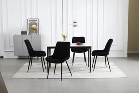 Set štyroch jedálenských stoličiek BERA zamatové čierne / čierne nohy (4ks)