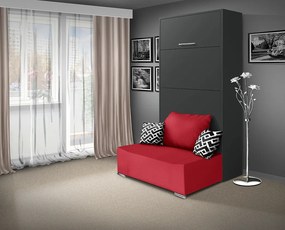 Nabytekmorava Sklápacia posteľ s pohovkou VS 21058P 200x90 farba pohovky: Červená, Typ farebného prevedenia: Orech / dvere biele LESK