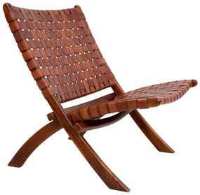 Skladacia stolička z teakového dreva a kože House Nordic Montana