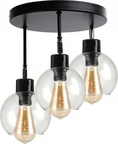 BERGE LED závesné nastaviteľné stropné svietidlo 3xE27 - priehľadná guľa