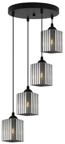 Závesné svietidlo Riffle Square, 4x grafitové sklenené tienidlo, b, o