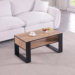 Konferenčný stolík Houseland Domini dub craft zlatý/čierny