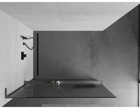 Mexen Kioto+ L, sprchová zástena Walk-In s poličkou a vešiakom 90 x 200 cm, 8mm sklo s rebrovým vzorom, grafitový profil, 800-090-123-66-09