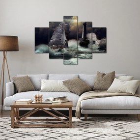 Obraz - Loď plávajúca cez búrlivé vlny (150x105 cm)