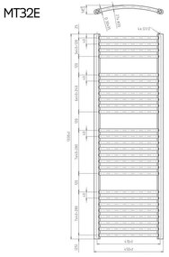 Mereo, Vykurovací rebrík oblý 600x1850 mm, biely, elektrický, MER-MT44E