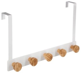 Vešiak na dvere Bamboo White 5 háčikov