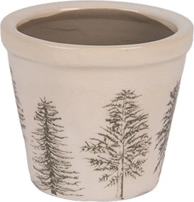 Béžový obal na kvetináč so stromčekmi Natural Pine Trees XS - Ø 8*7 cm