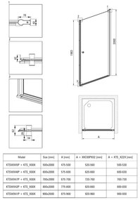 Deante Kerria Plus, 1-krídlové sprchové dvere 60x200 cm, 6mm číre sklo, čierny profil, DEA-KTSWN46P