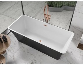 Mexen Tonia, voľne stojaca vaňa 170 x 75 cm, biela-čierna, medený prepad, 52171707575-65