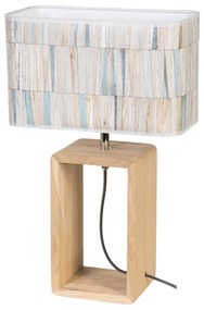 Stolná lampa Malo, 1xmax.25w, viacfarebné textilné tienidlo, olejovaný dub
