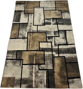 HU Hnedo-béžovo-sivý moderný koberec Gallery vzor kocky Rozmer: 80x150 cm