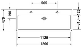 Duravit Vero - Umývadlo brúsené 1200x470 mm, s prepadom, biela 0454120026