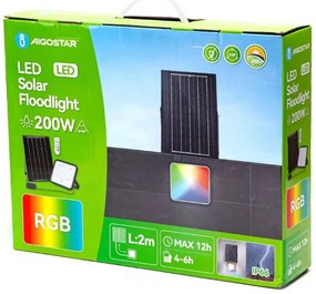Aigostar - LED RGBW Stmievateľný solárny reflektor LED/200W/3,4V IP66 + DO