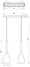 Luster na lanku MUZA 2xE27/60W/230V