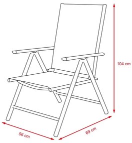 Sada 2 ks relaxačných polohovateľných stoličiek - balkónový set LEONARDO