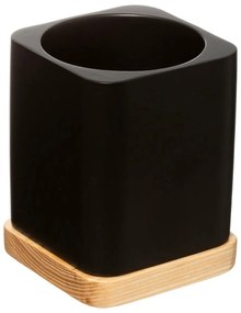 WC kefa Natureo, čierna/s drevenými prvkami