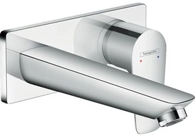 HANSGROHE Talis E 2-otvorová páková umývadlová batéria pod omietku, pre nástennú montáž, s krycou doskou, výtok 165 mm, chróm, 71732000